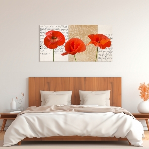 Art print and canvas, Three Red Poppies by Elena Dolci