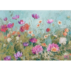 Leinwandbild, Blumen im Sommerwind (Detail) von Nel Whatmore