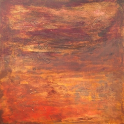 Red abstract canvas, Horizon of Light VII by Italo Corrado