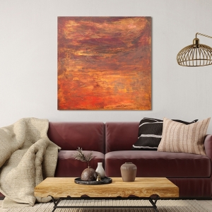 Red abstract canvas, Horizon of Light VII by Italo Corrado