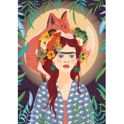 Leinwandbild Frida-Kahlo-Stil, Die Mondgöttin (Detail), Much Toons