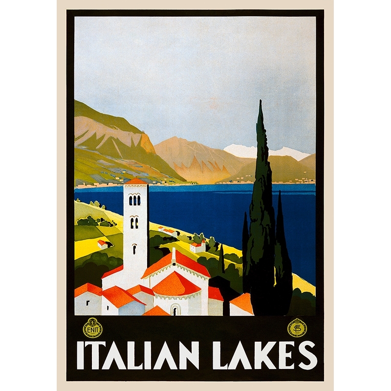 Tableau sur toile, affiche vintage, Italian Lakes