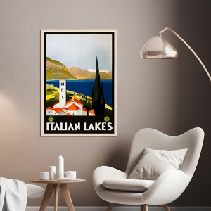 Vintage art print and canvas, Italian Lakes by Anonymous