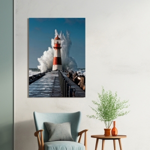 Kunstdruck, Leinwandbild, Leuchtturm im Mittelmeer (Detail)