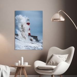Art print and canvas, Lighthouse, North Sea by Pangea Images