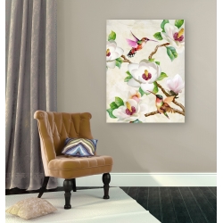 Wall art print and canvas. Terry Wang, Magnolia and Humming Birds