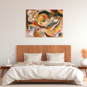 Art print and canvas, Little Painting with Yellow by Kandinsky