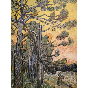 Tableau sur toile, affiche, Pins au coucher du soleil de van Gogh