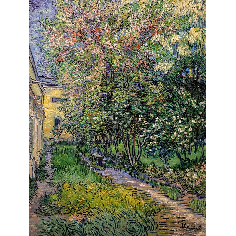 Lienzo y lámina, El jardín del asilo de Saint-Rémy de van Gogh