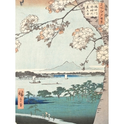 Kunstdruck Hiroshige, Der Suijin- und Massaki-Schrein, Sumida-Fluss