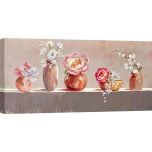 Tableau floral moderne sur toile, Vases de fleurs, Nel Whatmore