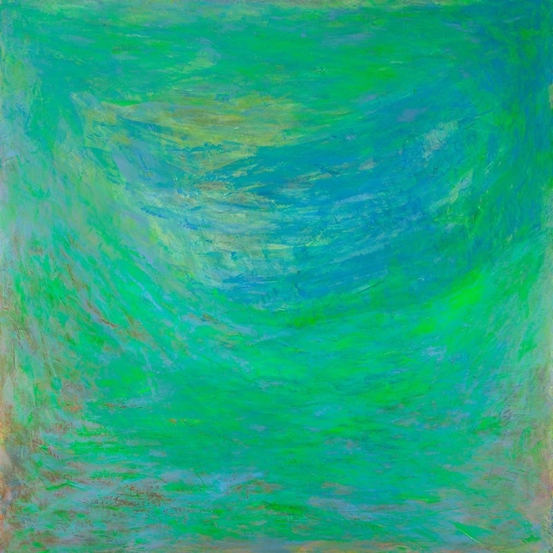 Tableau abstrait vert, Aurores (Reflets de l'eau), Italo Corrado