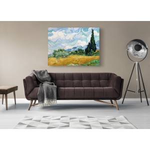 Wall art print and canvas. Vincent van Gogh, Wheat Field with Cypresses