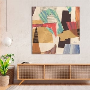 Abstract ethnic print and canvas, Bebop I by Sven Dorn