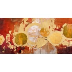 Abstract canvas red and gold, Golden Planets by Jim Stone