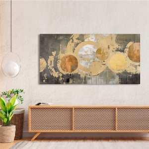 Abstract art print, gray and gold, Cosmic Debris I by Jim Stone