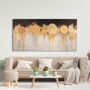 Canvas gray, black and gold, Moon Phase by Jim Stone