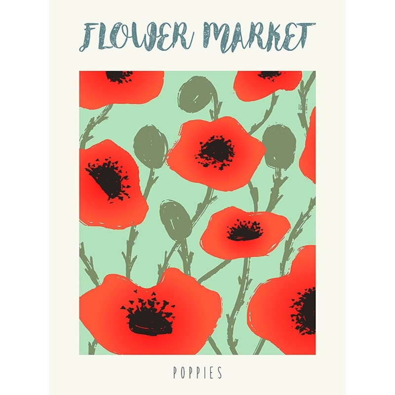 Tableau sur toile et affiche coquelicots, Flower Market: Poppies