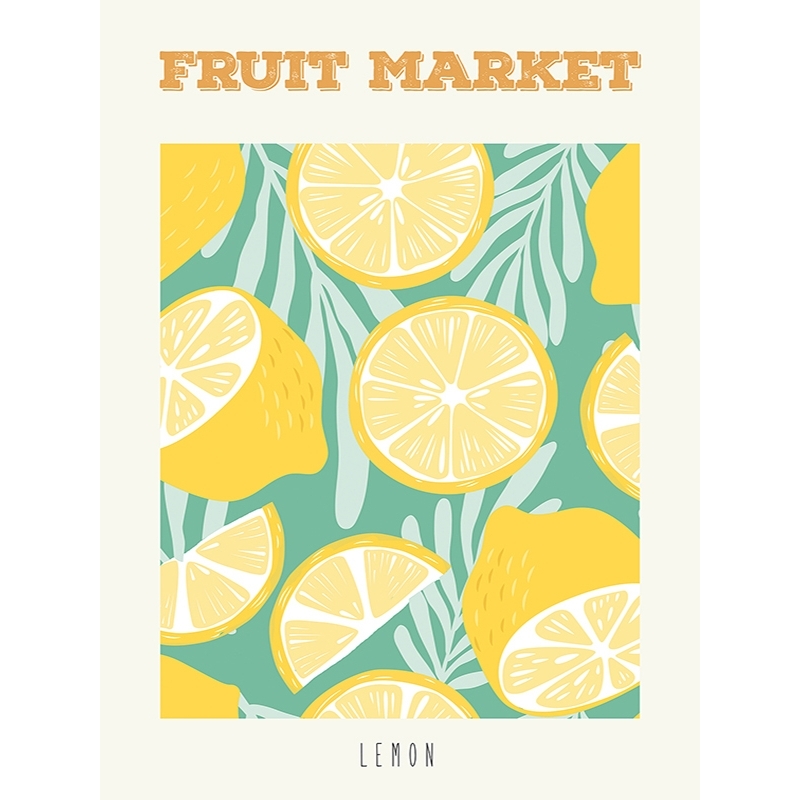 Cuadro, lámina, poster limones, Fruit Market: Lemon