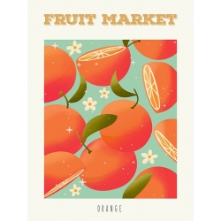 Kunstdruck, Leinwandbild Orangen, Fruit Market: Orange