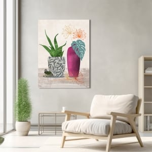 Leinwandbild im nordischen Stil mit Blumen Modern Ikebana VI