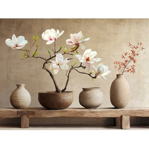 Art print, Terracotta vases and magnolia branch, Remy Dellal