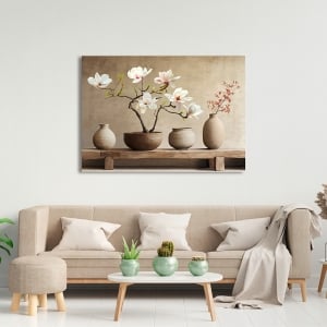 Art print, Terracotta vases and magnolia branch, Remy Dellal