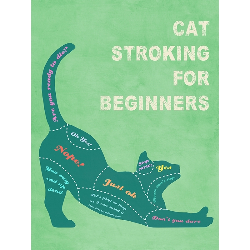 Katze Kunstdruck, Leinwandbild Cat Stroking for Beginners (color)