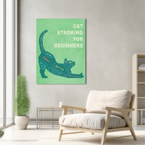 Art print and canvas, Cat Stroking for Beginners (color)