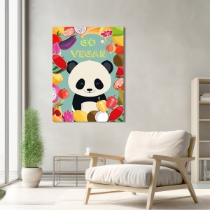 Panda Poster, Kunstdruck, Leinwandbild Go Vegan, Steven Hill