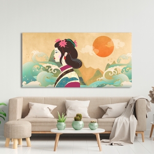 Modern japanese art print, Staring at the Ocean Waves