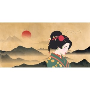 Modern japanese woman print, Breath of Nature by Sayaka Miko