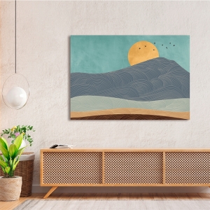 Minimalistisches Leinwandbild nordischen Stil, Der goldene Mond