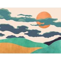 Modern art print, Of Clouds and Land by Sayaka Miko