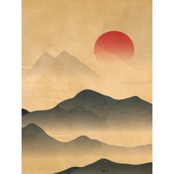 Japanese print with sun, Breath of Nature I by Sayaka Miko