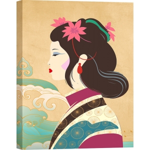 Japanese woman art print, Ocean Waves I by Sayaka Miko