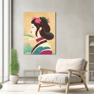 Japanese woman art print, Ocean Waves I by Sayaka Miko