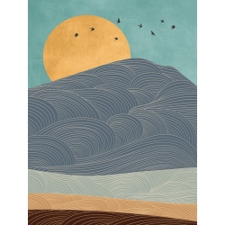 Minimalist, nordic art print, Golden Moonby Sayaka Miko