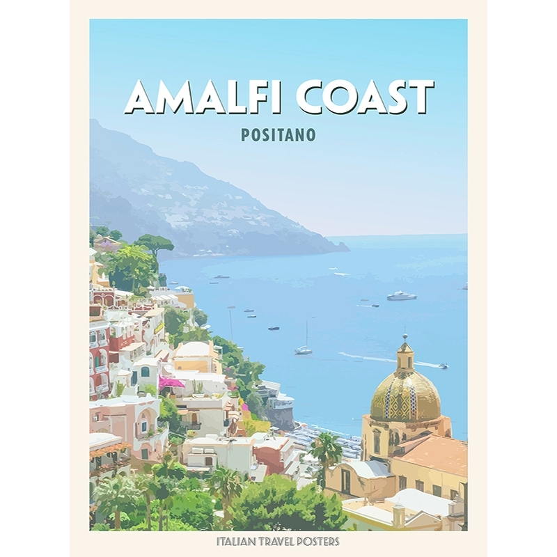 Poster, print and canvas, Amalfi Coast: Positano by Atelier Deco