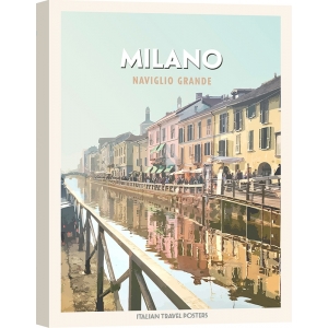 Stampa, poster, quadro su tela, Milano: Naviglio grande