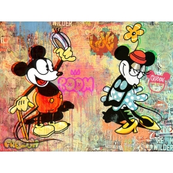 Quadro, stampa su tela, Minni e Topolino Pop Art di Eric Chestier