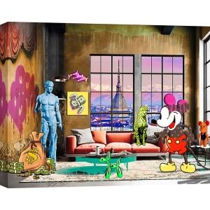 Pop Art print and canvas, Loft in Turin by Gerard Madau