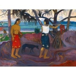 Kunstdruck, Leinwandbild Unter dem Pandanus, Paul Gauguin