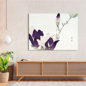 Japanese print and canvas, Purple magnolia, Watanabe Seitei