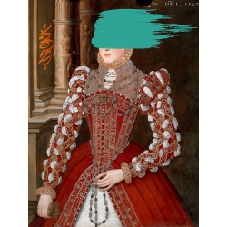 Altered antique painting on canvas, Milady by Eric Chestier