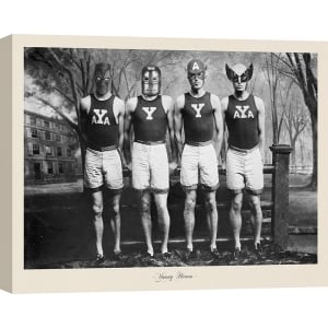 Vintage photo print with superheroes masks, Young Heroes