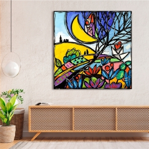 Colorful print on canvas, Colorful countryside by Wallas