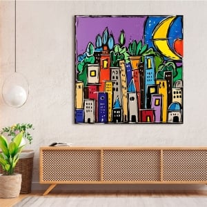 Quadro su tela città colorata, Giardino pensile di Wallas