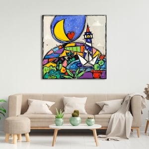 Art print and canvas, The big blue lighthouse by Wallas