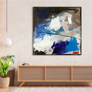 Tableau abstrait moderne sur toile, Blue Sky de H. Romero